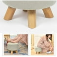 thumbnail image 7 of Modern Round Ottoman Foot Rest Stool/Seat Pouf Ottoman with Linen Fabric and Non-Skid Wooden Legs (Beige), 7 of 7