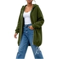 thumbnail image 5 of Thousandth Women's Loose Fit Zip Up Hooded Coat Casual Mid Length Oversized Long Sleeve Sweatshirt Fall Winter Warm Jacket, 5 of 8