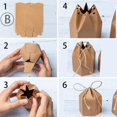 thumbnail image 5 of Paquete de 50 cajas de regalo de papel con forma de farol hexagonal, caja de embalaje de papel Kraft con cordón, envoltura de regalo de chocolate y caramelos para bodas, fiestas, Navidad, marrón, 5 of 5