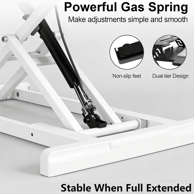 32" Standing Desk Converter with Removeable Keyboard Tray, Height Adjustable Stand Up Desk Riser, Sit to Stand Desk Risers for Dual Monitor and Laptop, 44LBS Weight Capacity, White