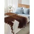 thumbnail image 4 of Brown White Leather Texture Queen Size Flat Sheet, Wrinkleproof & Fadeproof Cooling Flat Bed Sheet Only, Abstract Art Cowhide Breathable Soft Bedding Top Sheets 90 x 102 Inches, 4 of 8