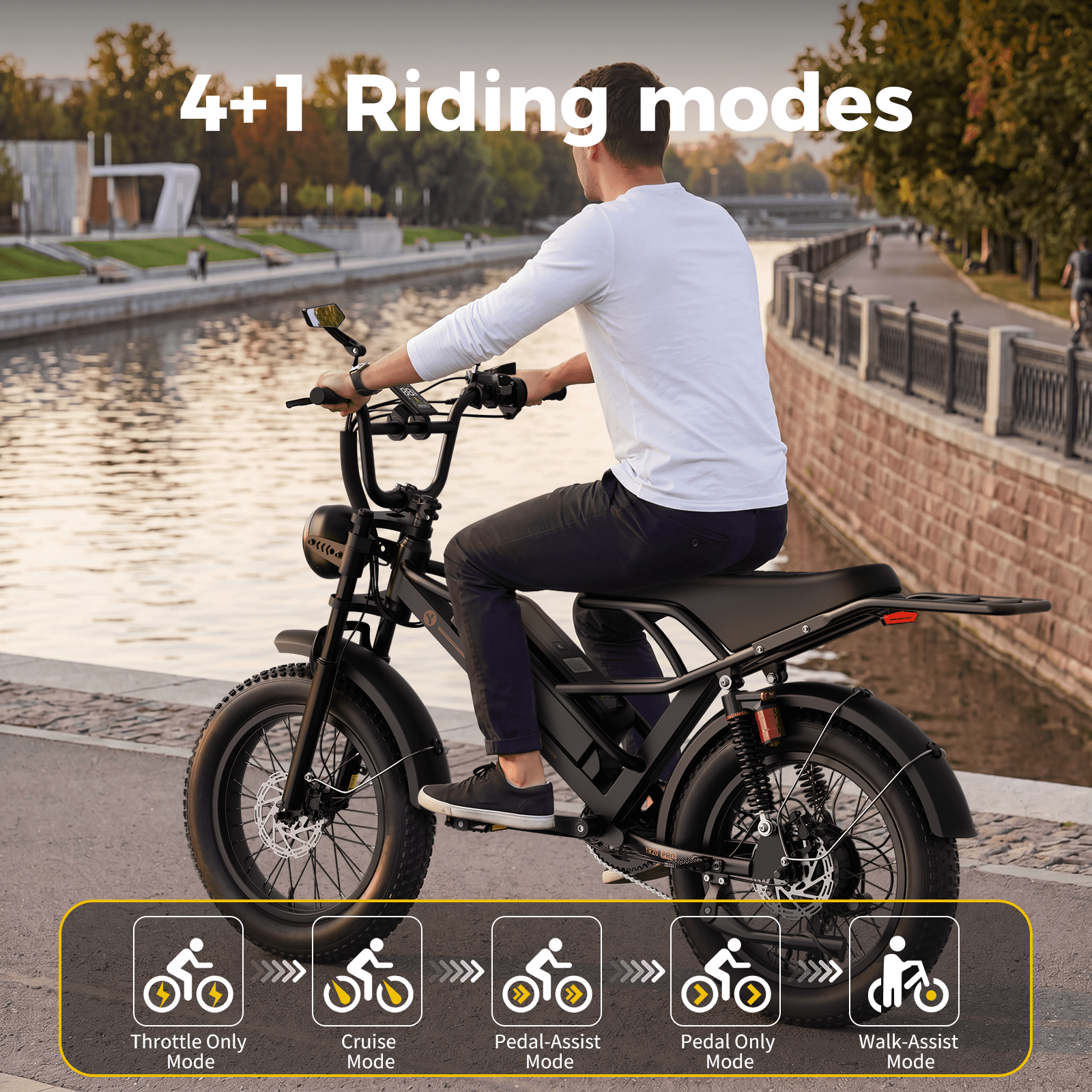 Jasion YR20 PRO Electric Bike for Adults 20", Class 3 750W E Mountain Bike, 52V 20Ah Electric Bicycle 90 Miles Max Range, UL2849