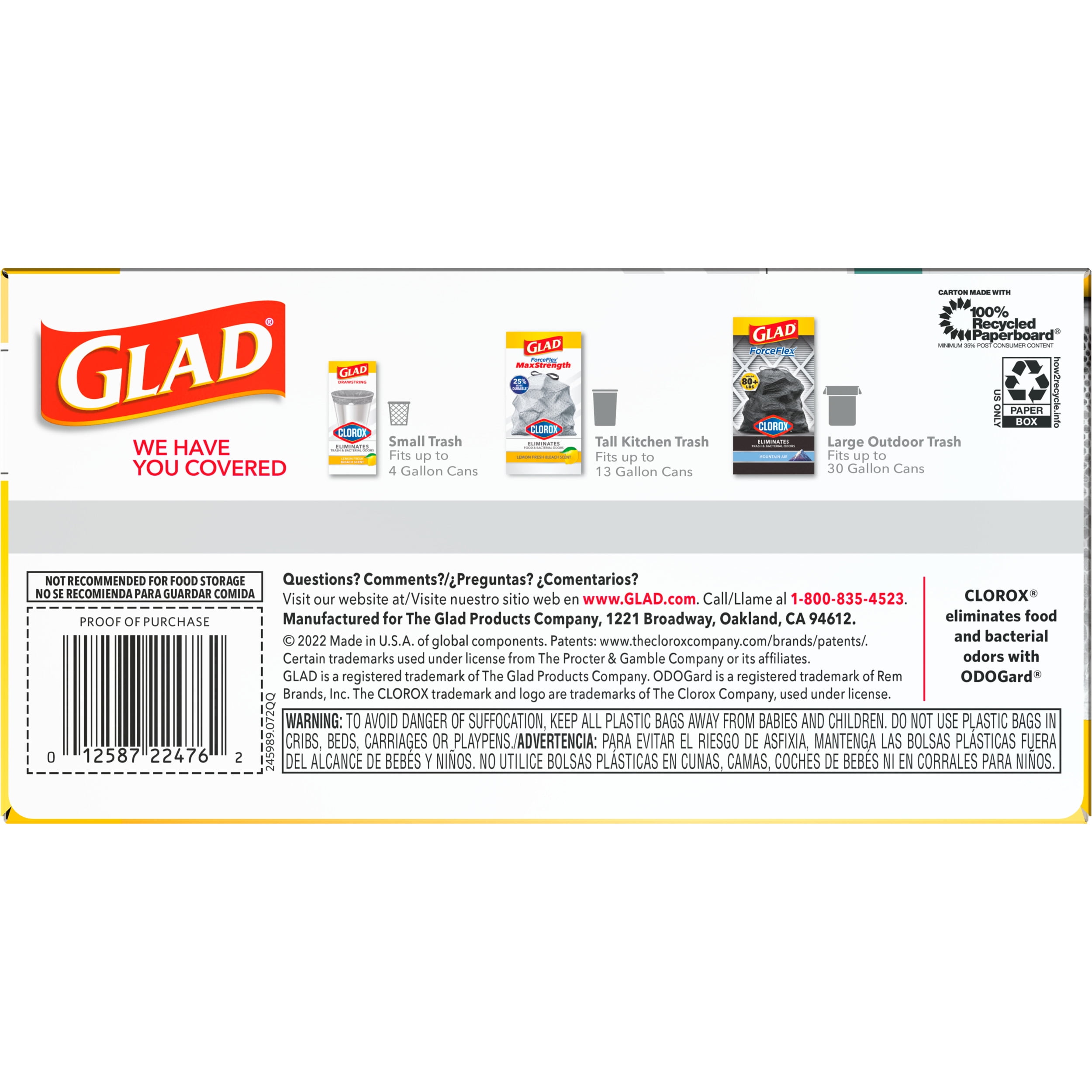 Glad ForceFlex MaxStrength with Clorox Tall Kitchen Drawstring Trash Bags,  13 Gallon Grey Trash Bags, Eucalyptus and Peppermint Scent, 90 Count