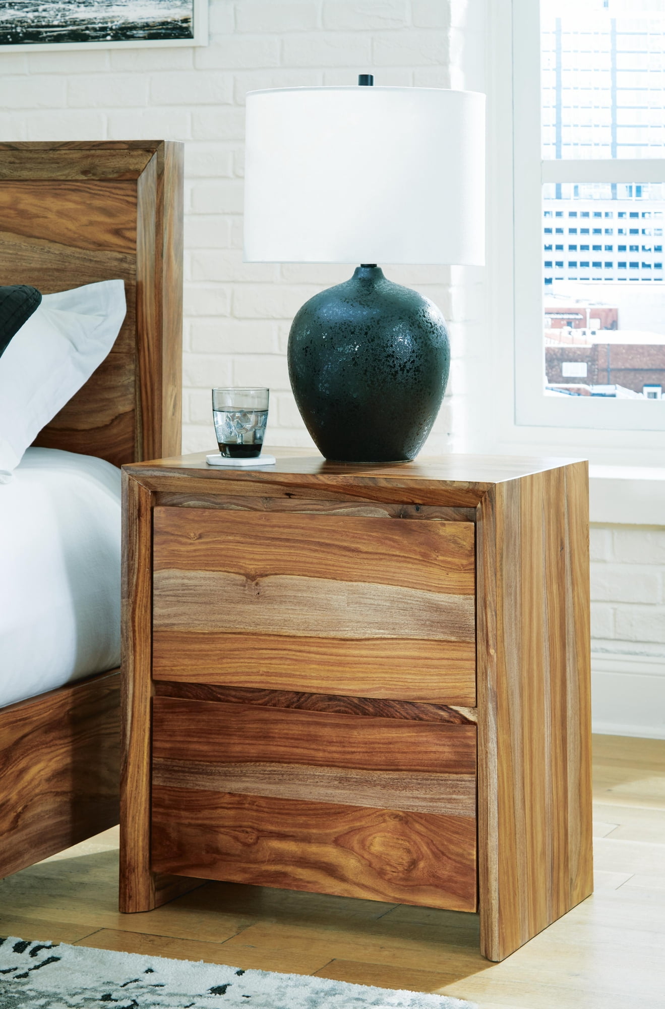 Signature Design by Ashley Dressonni 2 Drawer Nightstand with USB Charging, Brown