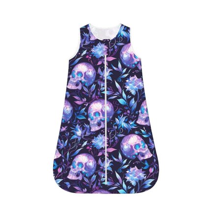

Fotbe Blue Skull Crystal Pattern Sleep Sack - Baby Wearable Blanket with Zipper Extra Soft Cotton Sleeveless Sleeping Bag for Infants-Small