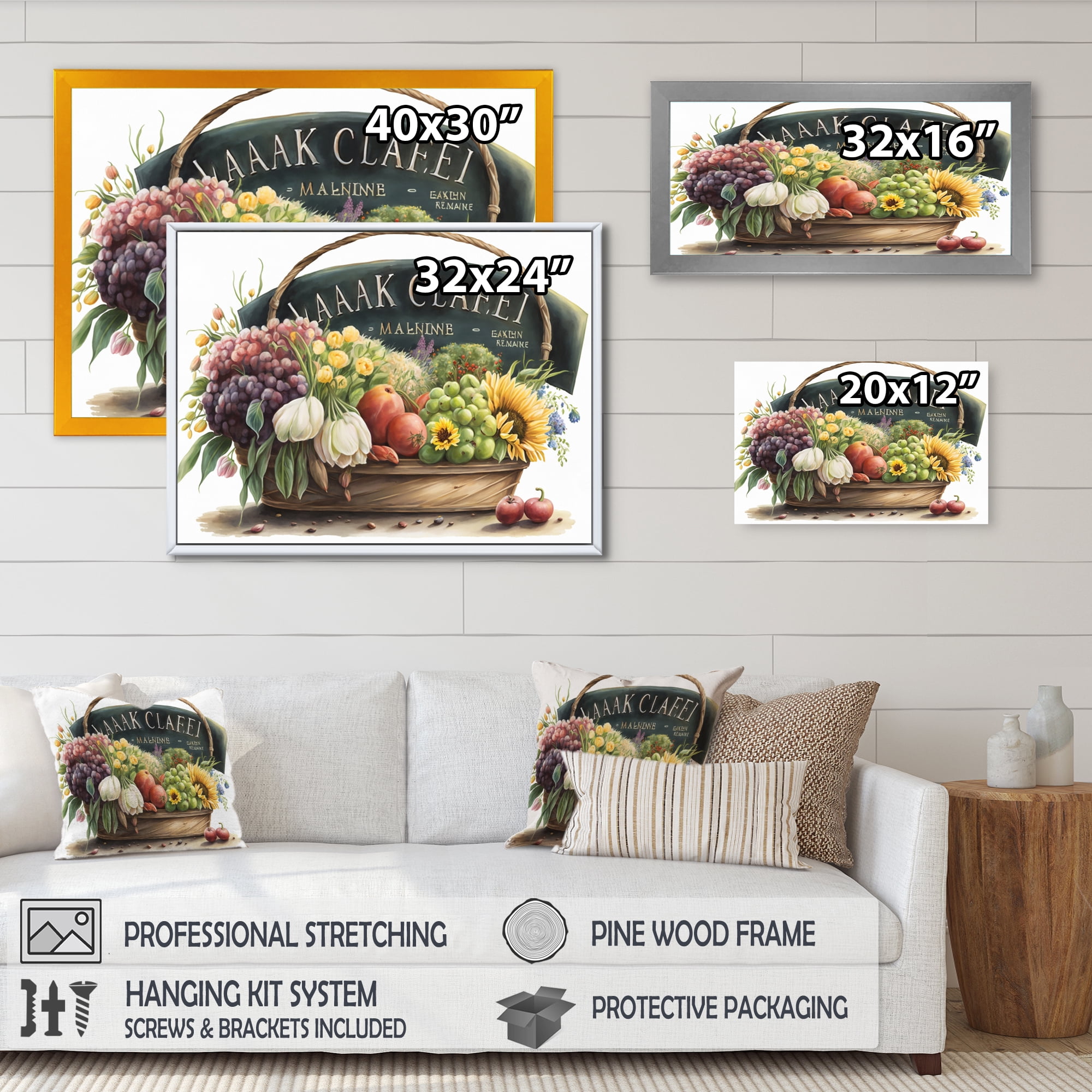 Designart Fruit In Basket II Canvas Wall Art