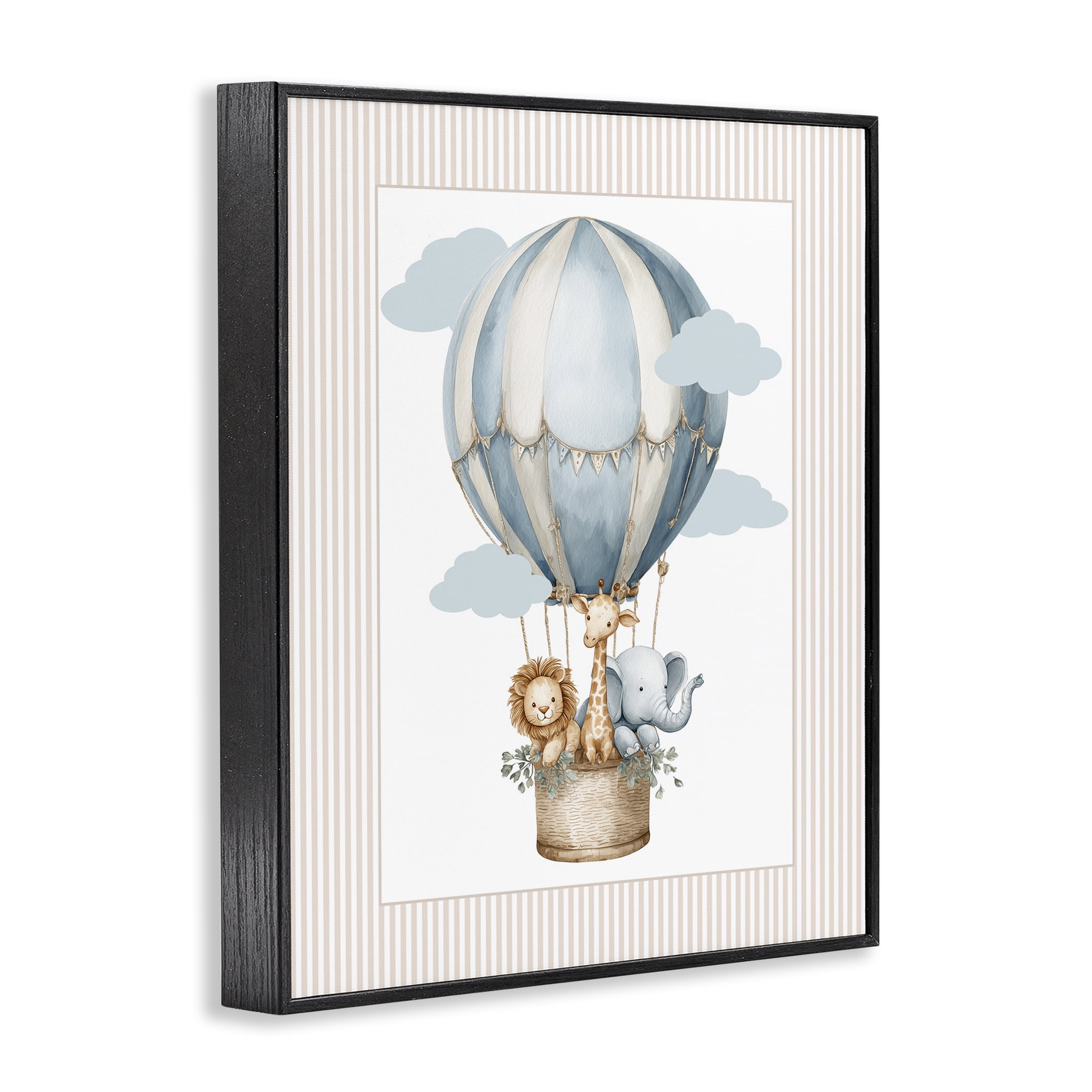 Stupell Industries Hot Air Balloon Animals Black Framed Giclee Art, design by Christine Simpson Art