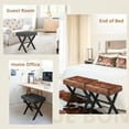 thumbnail image 6 of Dycanpo Vanity Stool with Metal X Legs, Small Ottomans or Footstools for Makeup Room, Reddish Brown Leather, 6 of 11