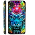 thumbnail image 1 of Compatible with TCL A3 Brushed Metal Texture Hybrid Silver Guard Phone Case Cover (Blue Fantasty Tiger), 1 of 1