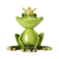 thumbnail image 1 of Figuras divertidas de rana de yoga, adorno, regalo personalizado, meditación, arte de estudio verde corona, 1 of 9