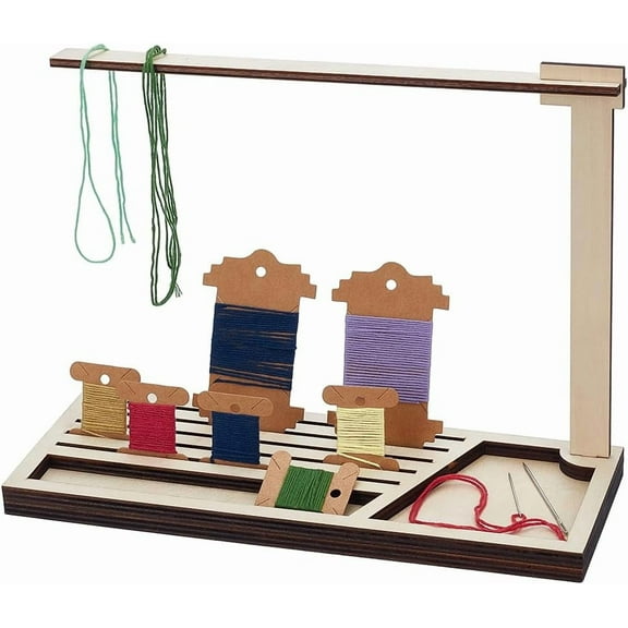 PH Wooden Bobbin Rack for Embroidery Floss 5 Slots Wood Floss Organizer Floss Bobbin Holder for Crafts Stitching Embroidery Sewing 11.4×4.3×8.5 inches Colorful
