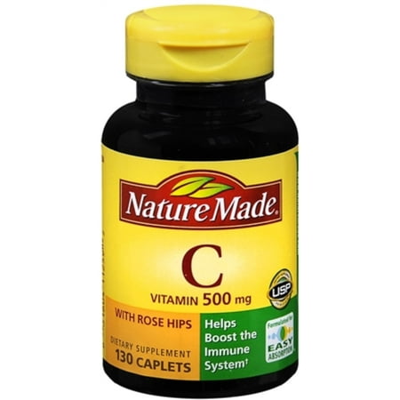 Nature Made Vitamin C 500 mg Tablets With Rose Hips 130 Tablets (Pack of 2)