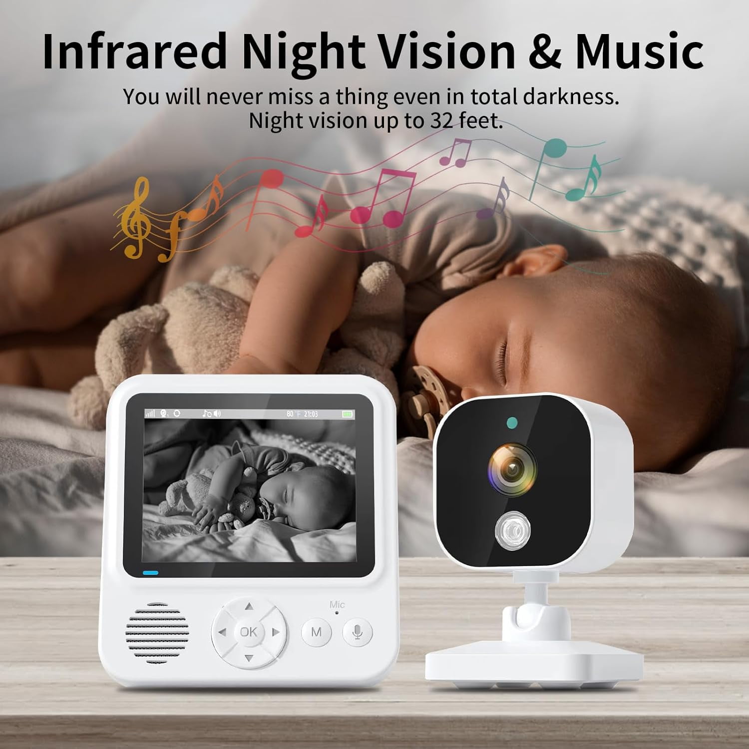 Baby Camera Monitor, Monitor with Camera and Audio, 720P HD Video Baby Monitor Camera, Room Monitors for Elderly Monitor, Caregiver Video Monitor for Elderly Baby Care