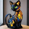 thumbnail image 3 of Cat Lamp, Cat Lamp Stained Glass,Retro Cats Stained Resin Tabletop Night Light,3D Cute Pet Led Table Light, 3 of 5