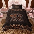 thumbnail image 2 of Erosebridal Brown Leopard Print Twin Bedding for Girls Women, Monogrammed R Duvet Cover Set, Black Reversible 2pcs, 1 Duvet Cover and 1 Pillowcase (No Comforter), 2 of 6