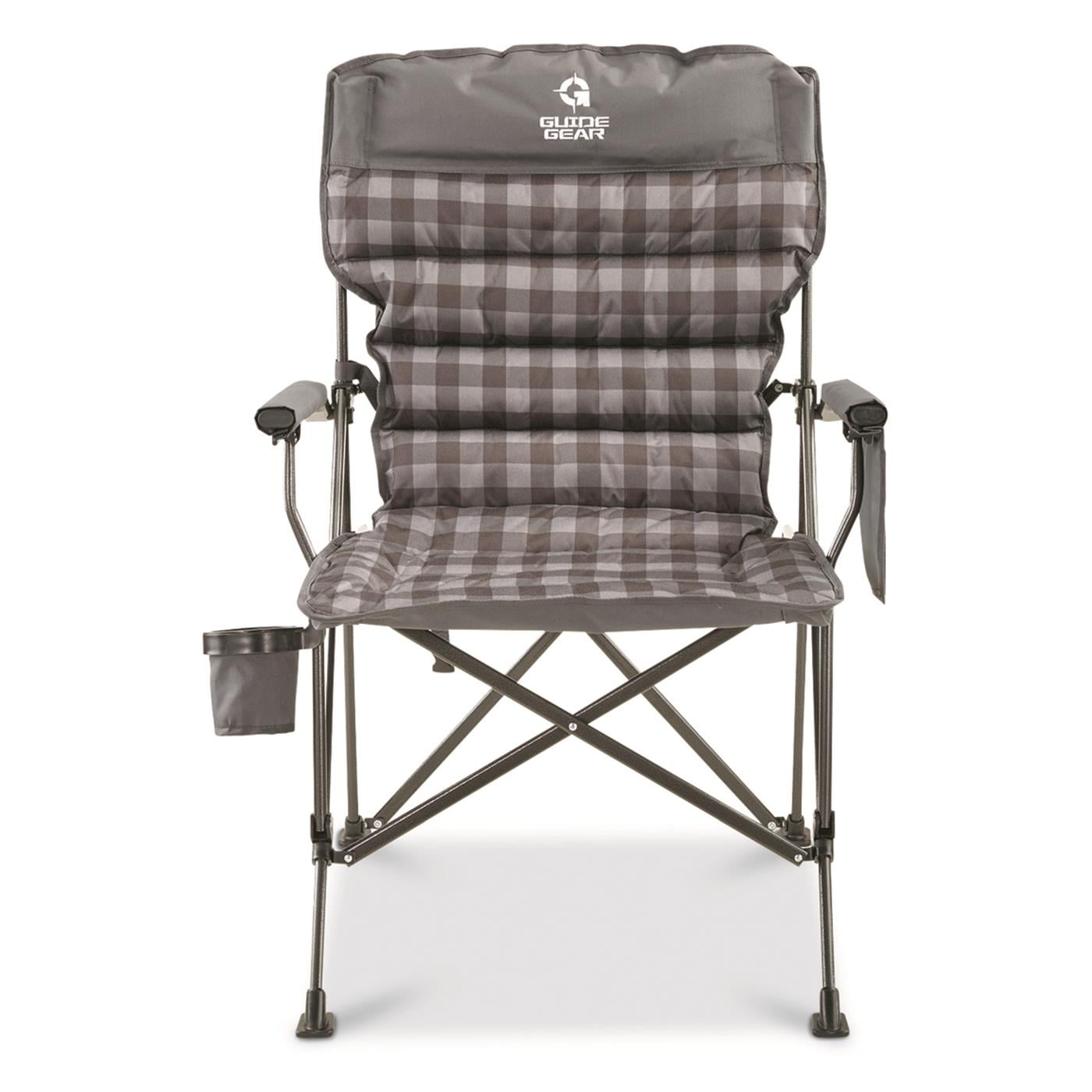 Guide Gear Oversized XL Comfort Padded Mammoth Camping Chair, 500-lb. Capacity Gray Plaid