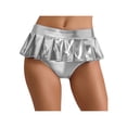 thumbnail image 1 of Miaeowve Womens Shiny Metallic Mini Skirt Pleated Hem Disco Hot Pants For Rave Party Night Club Silver S, 1 of 5
