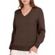 thumbnail image 1 of Suéter de Larga con Cuello en V para Mujer, Estilo Casual Clásico de Otoño, Suave y Holgado, Básico, Tipo Jersey Café Oscuro L, 1 of 10
