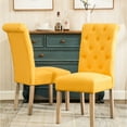thumbnail image 2 of Solid Wood Tufted Parsons Chairs | Ideal for Dining Room | Polyester Fabric and Light - Colored Wood | Upgrade Your Dining Setup, 2 of 5