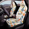 thumbnail image 4 of Uourmeti Floral Mushroom Rainbow Front Seat Covers for Automobile, Washable Stretch Polyester Fabric Automotive Seat Covers Set of 2 Pack, 4 of 12