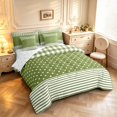 thumbnail image 2 of Manfei Classic Plaid 7-Piece Twin Bedding,Cute Polka Dot Bedding Comforter Set,Olive,Reversible, 2 of 7