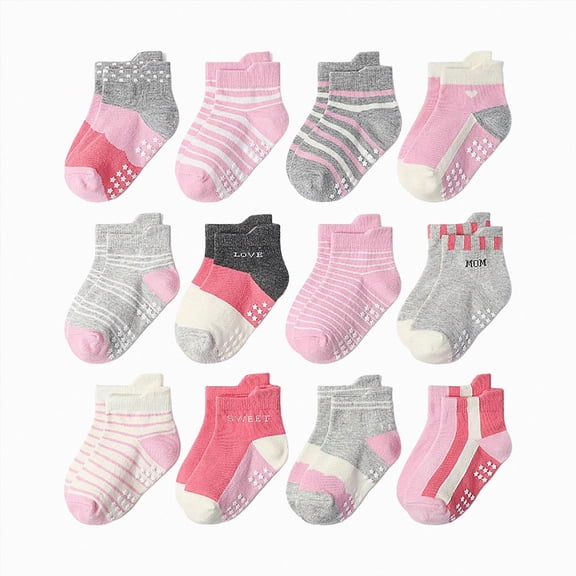 Hessimy Baby Girls Toddlers Grips Socks Kids Anti Slip Non Skid Animal Funny Cartoon Crew Breathable Cotton Socks,Multipacks(A,1-3 Years)