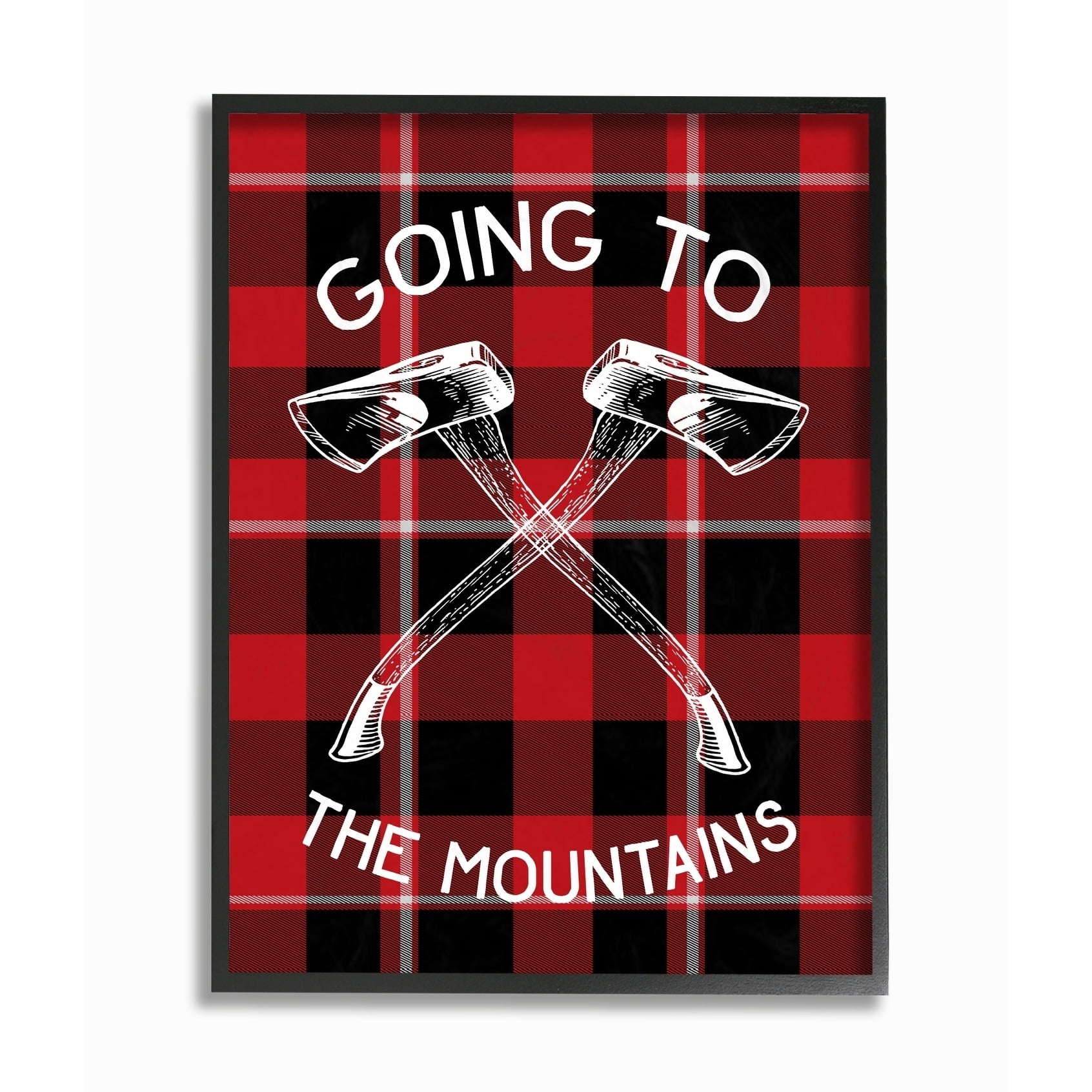 The Stupell Home Decor Collection Going To the Mountains Axes and Plaid Framed Giclee Texturized Art, 11 x 1.5 x 14
