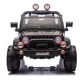 thumbnail image 4 of 24V - 2 Seater Ride on Toys for Toddlers with Remote, 80W 2WD, Rear suspension, Trunk storage, Portable pull rod, Searchlight, Bluetooth, USB, 3-8 Kids Electric Car, Black, 4 of 7