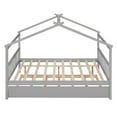 thumbnail image 4 of Harper & Bright Designs Full Size Wooden House Bed with Trundle, Wood Montessori Daybed Frame with Roof, Gray, 4 of 11