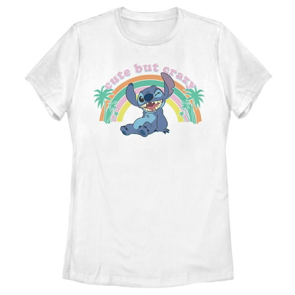 Women's Lilo & Stitch Cute But Crazy Graphic Tee White Small