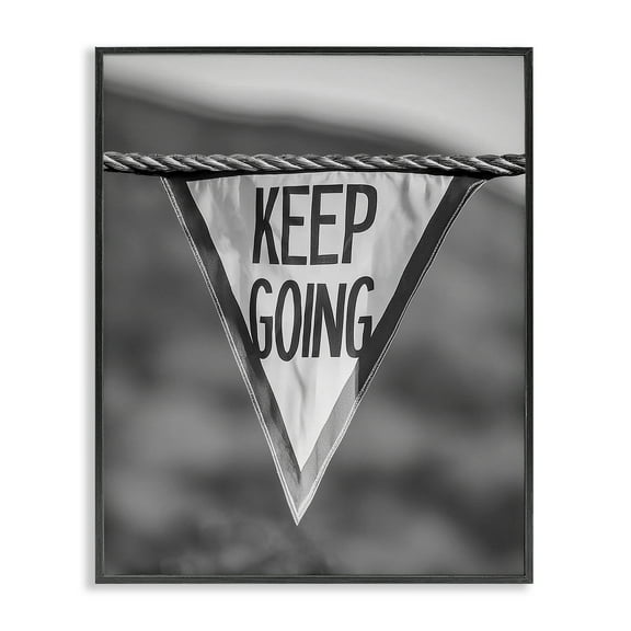 Stupell Industries Keep Going Pennant Text & Numbers Photography Black Framed Art Print Wall Art, 11 x 14