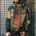 thumbnail image 3 of Sudaderas con capucha con patrón de cuadros para hombres, jerséis con estampado 3D de bloques de Color, Tops de calle Unisex, sudaderas sueltas, 3 of 5