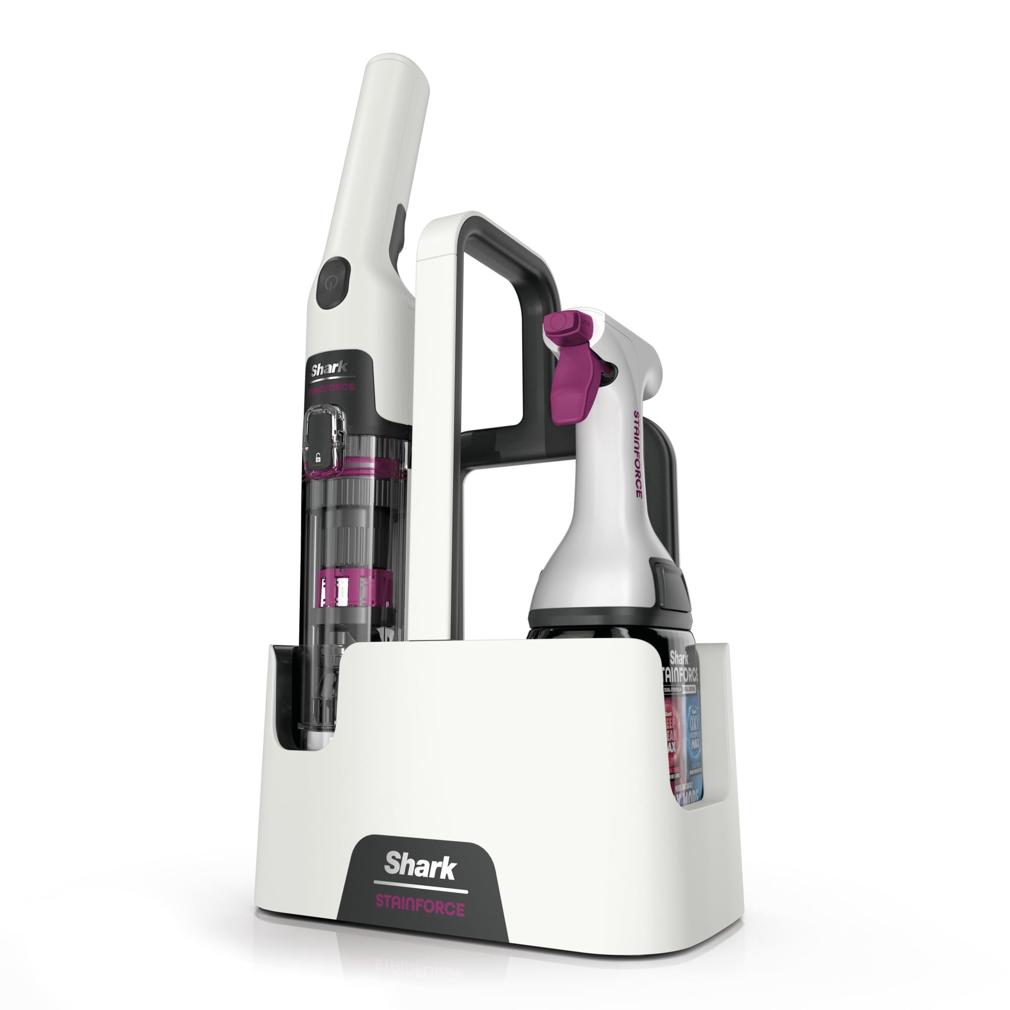 Shark StainForce Cordless Spot, Stain, & Odor Portable Cleaning System, for Carpets, Area Rugs, Upholstery, Stairs, with Storage Caddy, Accessories, and Full-Size Cleaning Solution, HX100 White
