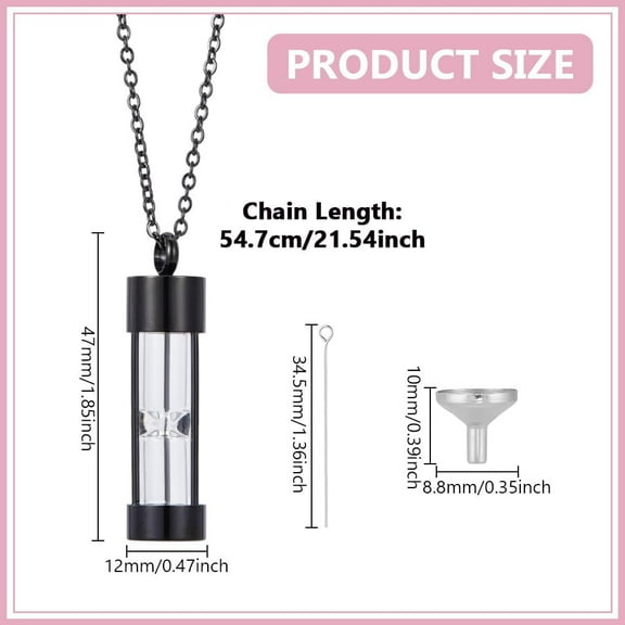 Urn Necklaces for Ashes Glass Perfume Bottle Pendant 304 Stainless Steel Cbale Chain Necklaces Jewelry Charm Urn Ashes Memorial Pendant Keepsake with Funnels Ashes for Pet or Human