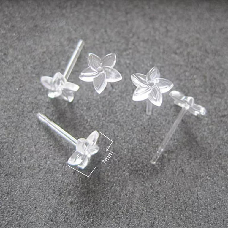 Clear Silicone Earrings for Sports,300 Pairs Clear Plastic Earring Posts and Earring Backs