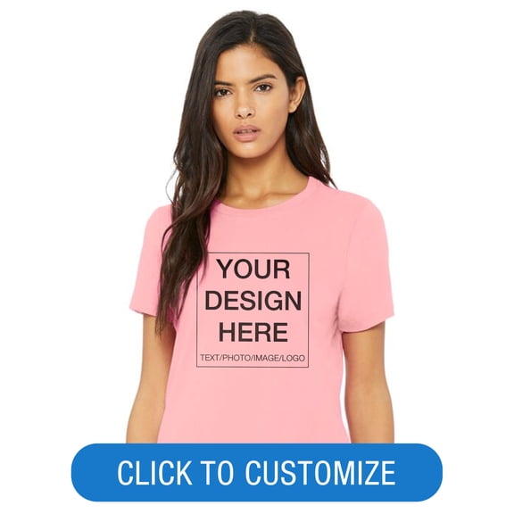 BELLA CANVAS Ladies Crew Neck Personalized T-Shirt, Create your own Designs, Pink, Medium
