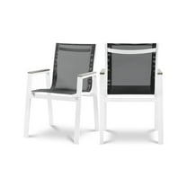 Meridian Furniture Nizuc Black Outdoor Patio Dining Arm Chair (Set of 2)
