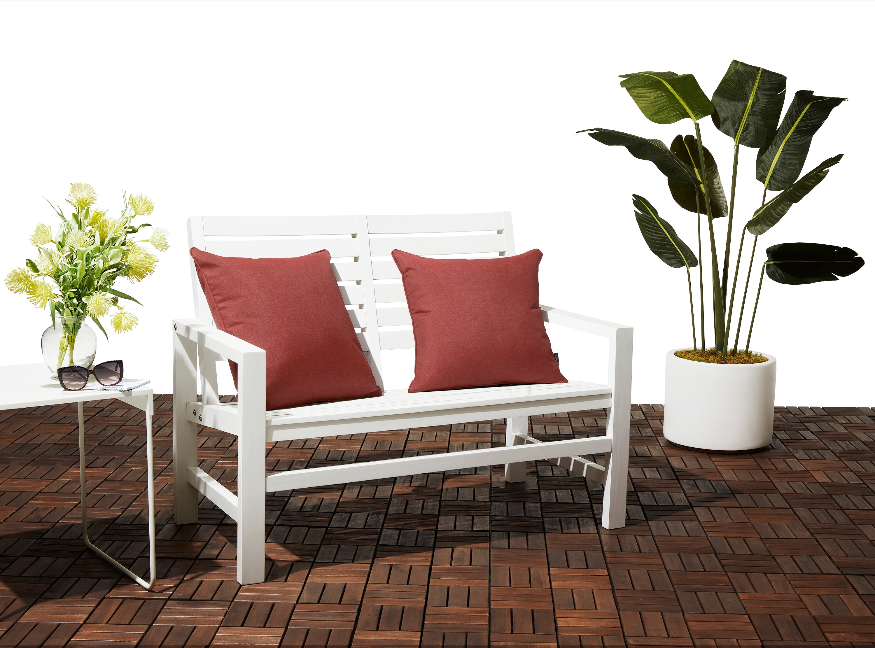 Classic Accessories Montlake FadeSafe Indoor/Outdoor Accent Pillows, 20 x 20 x 8 Inch, 2 Pack, Heather Henna