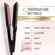 ELLA BELLA® Titanium Flat Iron Hair Straightener (with Infrared) • Professional Straightening Iron • Digital Display to Accurately Control Temperature • As Featured in Good Housekeeping (Black)