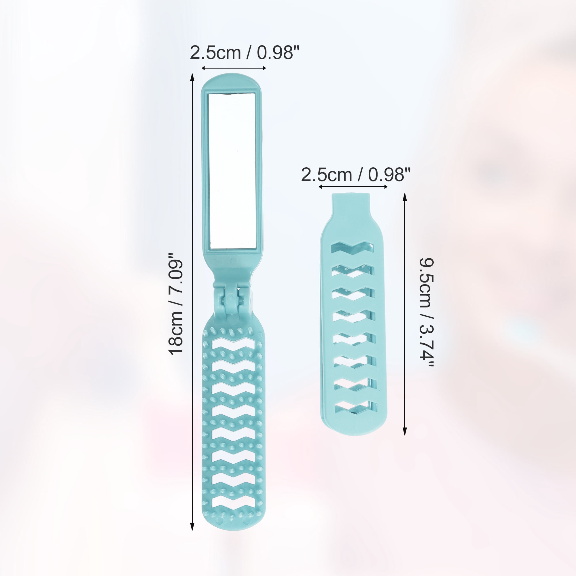 Unique Bargains 1Pc Hollow Foldable Mirror Comb for Curly Straight Thin Dry Wet Hair Blue