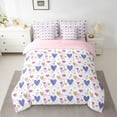 thumbnail image 2 of Erosebridal Love Heart Bedding Sets Twin Size, Cartoon Comforter Sets with Sheets, White Pink Reversible Bed Set, Lightweight Room Decorative, 7pcs, 2 of 6