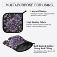 thumbnail image 3 of Yayeee Oven Mitts and Pot Holder Set of 2 Heat Resistant Kitchen Gloves Baking Hot Pad, Purple Roses, 3 of 5