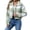 Green, variant on Plaid Jacket for Women, Winter Fuzzy Fleece Button Copped Coat, Long Sleeve Lapel Collar Casual Warm Outerwear