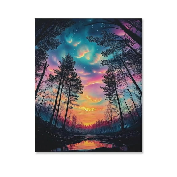 Colorful Sky And Woods Landscape Series Poster Canvas,Suitable for Home Decoration,Dining Room Decor, Bedroom Art, Wall Decor Living Room, Wall Art, Frameless 20x30inch