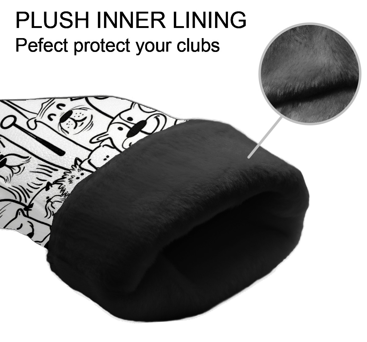 Golf Club Covers, White Animal Premium PU Leather Driver Hybrid Putter Head Covers with Velvet Lining, Waterproof Golf Gifts for Men Women