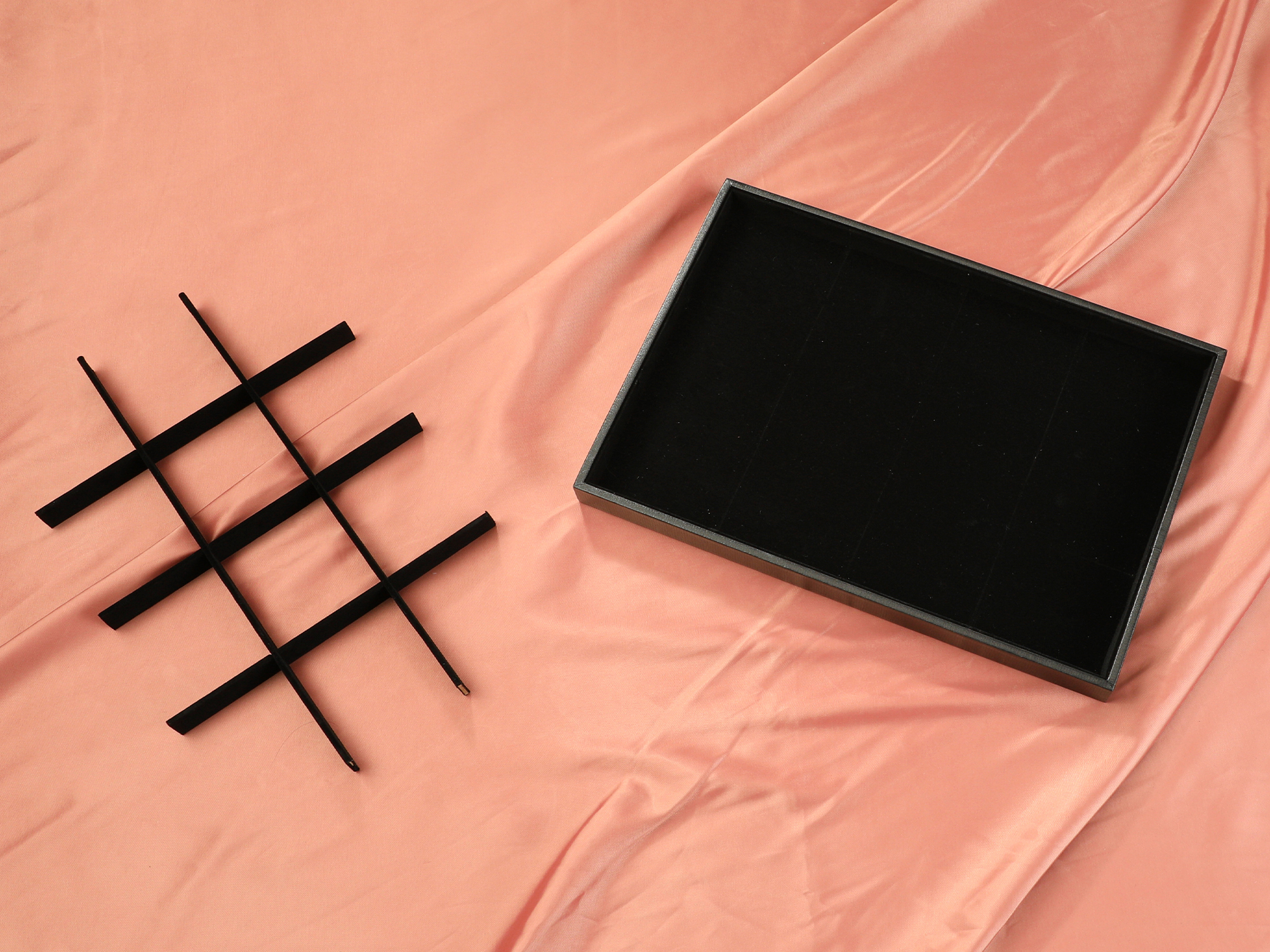 Unique Bargains Velvet Jewelry Boxes Organizer Trays with Removable Dividers for Drawers Black 12 Grid Tray