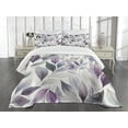 thumbnail image 3 of Ambesonne Lavender Quilted Bedspread Set 3 Pcs, Art Winter Dancing Leaves, Queen Size, Blue Grey Pale Purple, 3 of 4