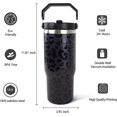 thumbnail image 4 of 30oz Black Leopard Tumbler with Handle and Straw, Stainless Steel Vacuum Insulated Coffee Tumbler, Travel Mug Water Bottle, Leopard Stuff Accessories Decor, Leopard Gifts for Women, 4 of 6