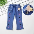 thumbnail image 2 of Posijego Toddler Girls Bell Bottom Jeans Elastic Waist Stretch Wide Leg Flare Jeans Little Girl Cute Denim Trousers, 2 of 5