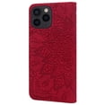 thumbnail image 4 of SaniMore Embossing Flip Wallet Case for iPhone 14 Pro, [RFID Blocking] PU Leather Cover with Card Holder & Kickstand Wrist Strap Magnetic Clasp All-Inclusive Protective Shell, Red, 4 of 8